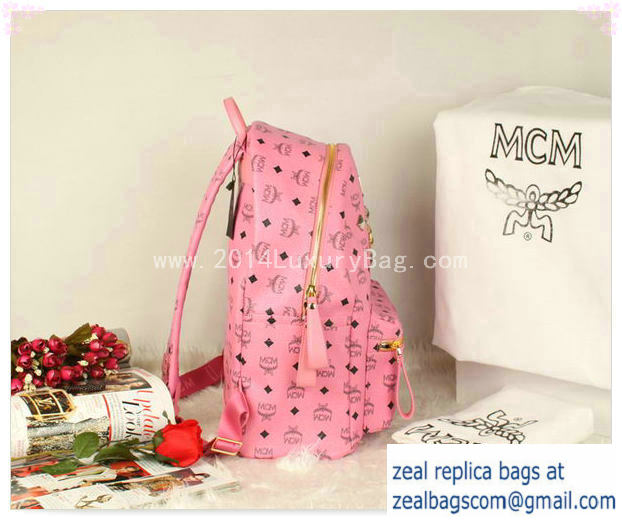 High Quality Replica MCM Stark Backpack Jumbo in Calf Leather 8006 Pink